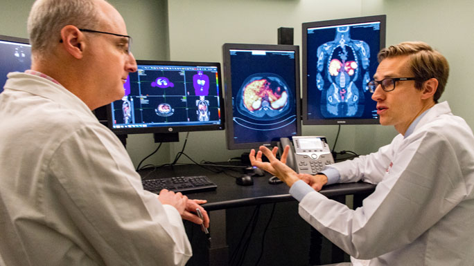 Radiologist Daniel Appelbaum, MD, left, and endocrine surgeon Xavier Keutgen, MD