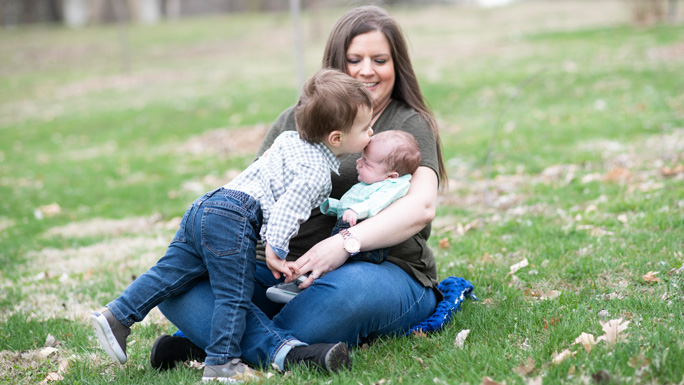 Jessica Blackford-Cleeton with Avery, 21 months, and baby Elliott