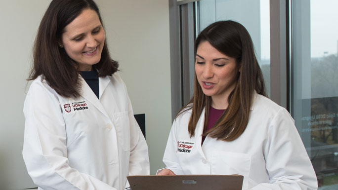 Gastroenterologist Sonia Kupfer, MD, and genetic counselor Jessica Stoll, MS, CGC