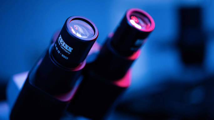 close-up of microscope eyepiece