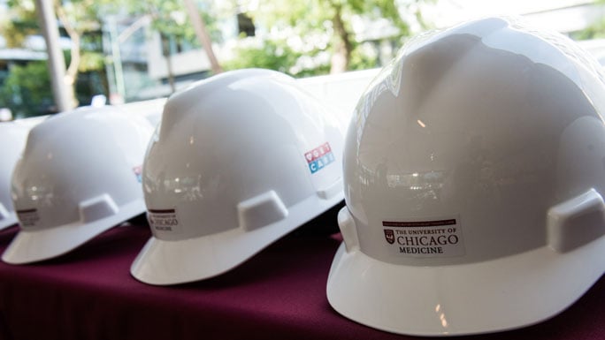 row of hard hats