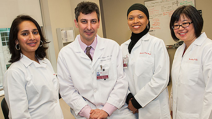 Drs. Maryam Siddiqui, Ernst Lengyel, Adrianne Dade and Nicole Leong