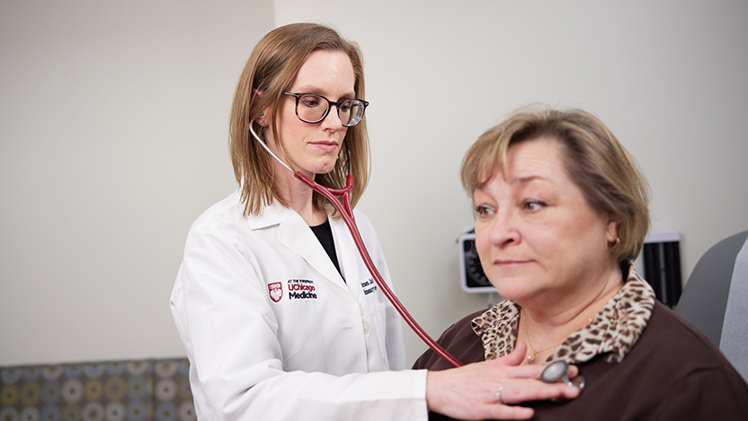Dr. Jablonski evaluating a lung transplant patient