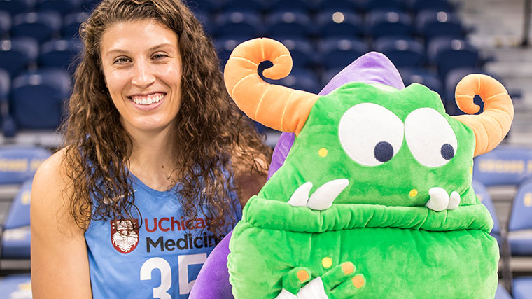 WNBA Chicago Sky Jordan Hooper with Remoc at the Chicago Sky Media Day