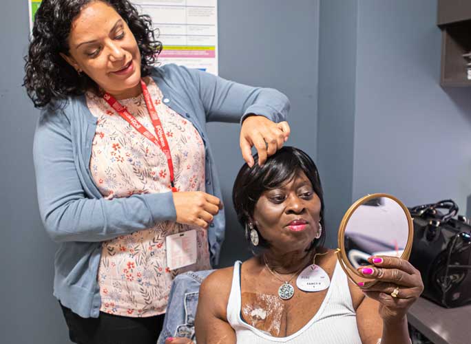 Cancer patient Linda Cliff and American Cancer Society patient navigator Erika Coronado