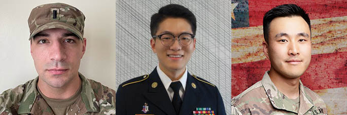 Jacob Morris, U.S. Army Veteran, Geony Yoo, U.S. Army Sergeant, Hyunjoon Choi, U.S. Army Veteran.