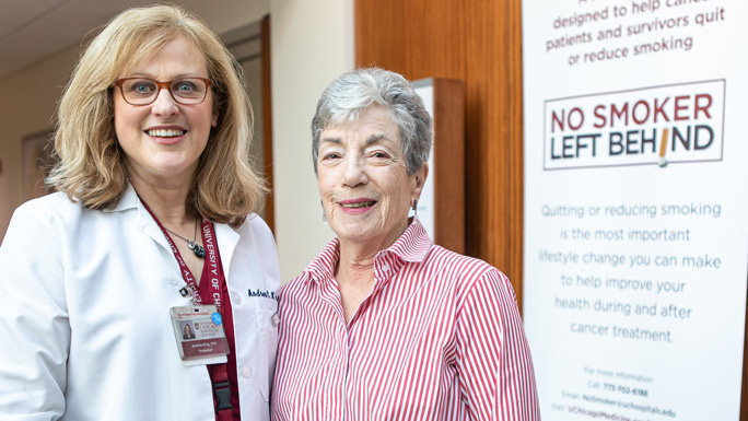 Andrea King, PhD, and Courage to Quit patient Mary Baim
