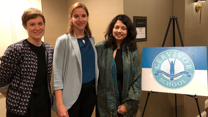 Marielle Fricchione, MD, Andrea Loberg, MD, and Nita Lee, MD, MPH at Cervivor School