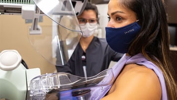 Woman getting mammogram at UChicago Medicine River East location