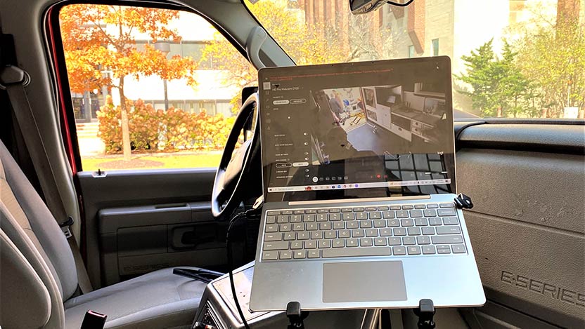 Laptop inside of simulation mobile unit