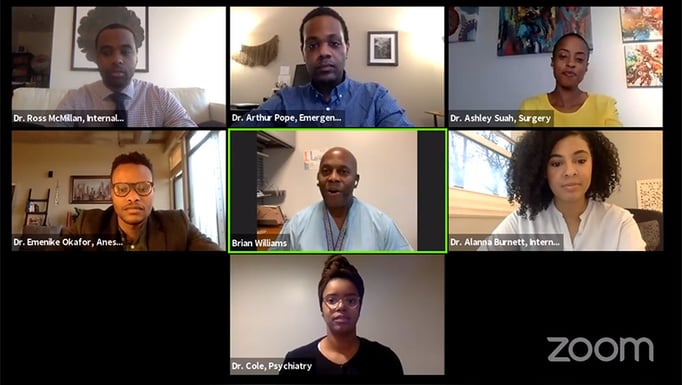 UChicago Medicine resident physicians on a Zoom call.