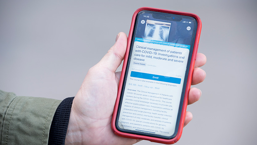 WHO's COVID-19 educational and training materials can be accessed by anyone with a phone or laptop.