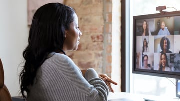 person on video meeting