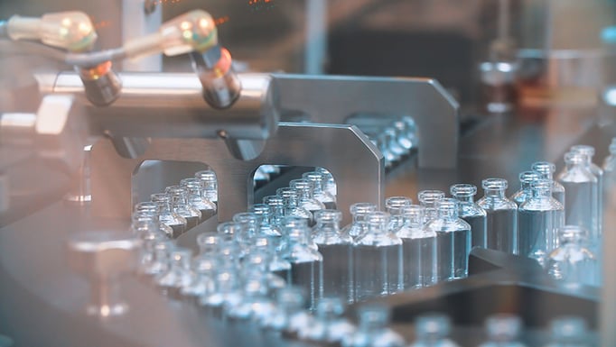 vaccine vials in a factory
