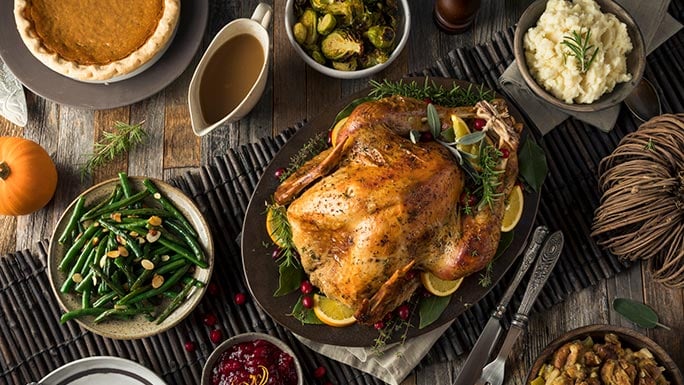 A thanksgiving dinner on the table