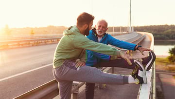 Father and son running