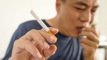Adult man smoking