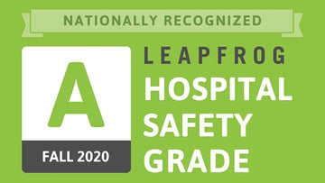 Nationally Recognized Leapfrog Hospital Safety Grade A Fall 2020