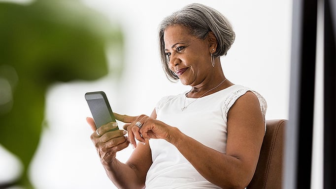 Woman in video call on phone