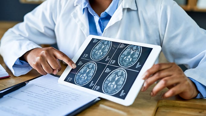 Image of provider sharing brain scan results