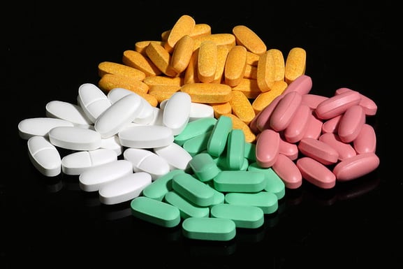 Pile of multicolored pills