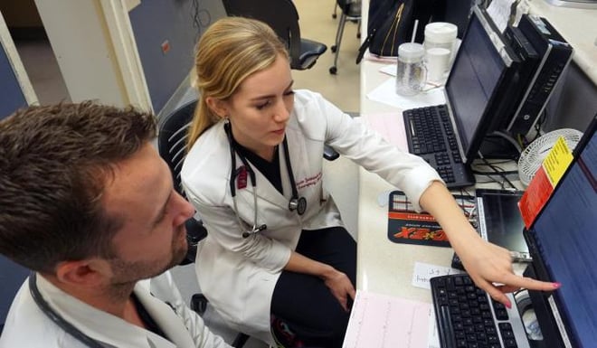 ER residents at the University of Chicago Medicine review a case