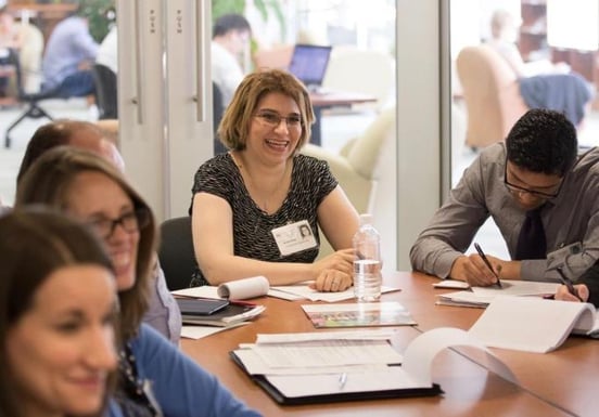 Participants in the myCHOICE and UChicagoGRAD sponsored career exploration trek in science policy to Washington, D.C. met with science policy experts at the National Institutes of Health. Left to right: Cara Froyd, Dana Gilmore, Yasaman Ghadar, and Chris Quintanilla. Photo by H. Darr Beiser for myCHOICE.