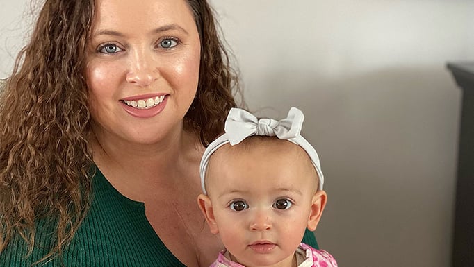 Katie Presler and her infant daughter, who was born healthy with the help of congenital heart disease specialists