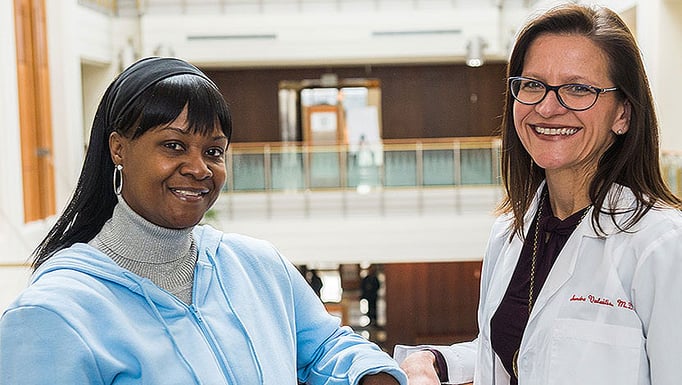 Urogynecologist Sandra Valaitis, MD, with patient Bonnie Fulgham