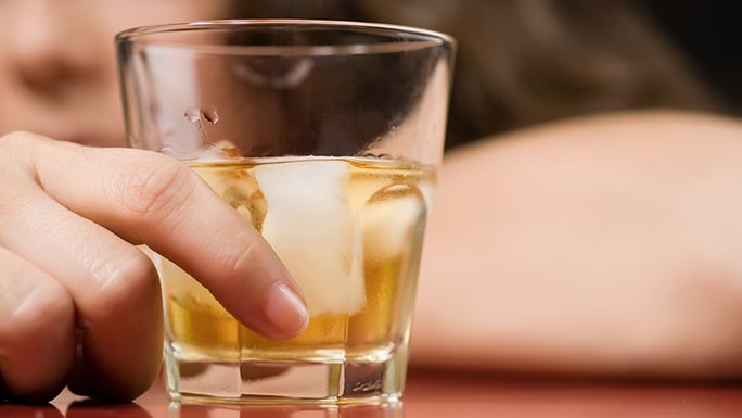 Hard alcohol in a glass