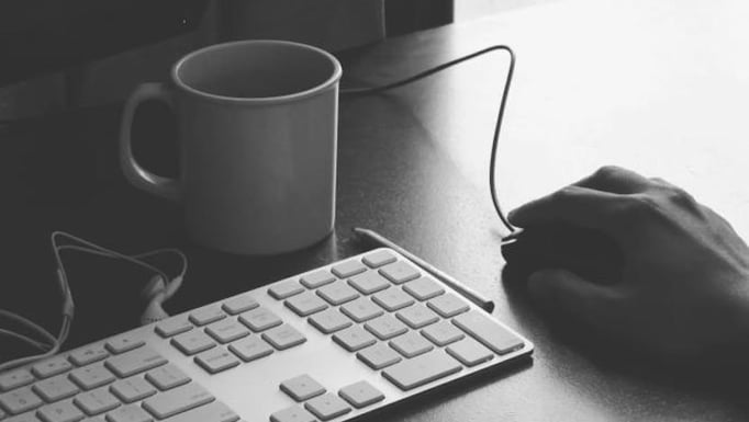 Black and white computer desk