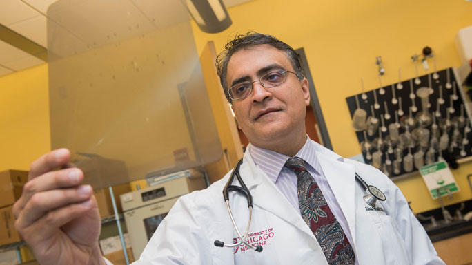 Akash Patnaik, MD, medical oncologist, in his laboratory