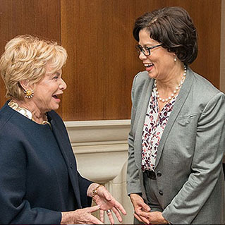 Ellie Block talking with Brenda Battle