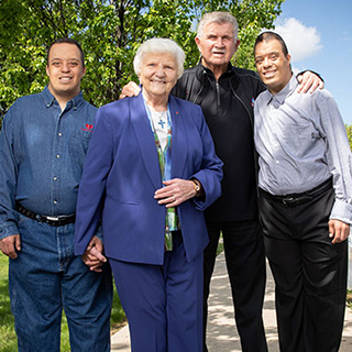 Mike Ditka and Sister Connelly at Misericordia