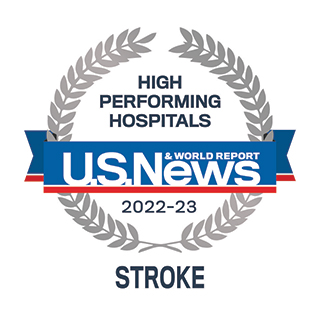 US News and World Report 2022-23 Badge for High Performing Hospitals for Stroke