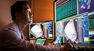 Dr. Roderick Tung in his Arrhythmia Technology Suite in Bernard A. Mitchell Hospital on the University of Chicago campus in Chicago, IL
