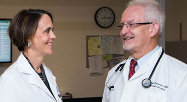 Thoracic surgeons Rebecca Donington, MD, and Mark Ferguson, MD
