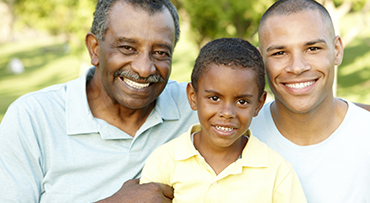 Multigenerational family posing together