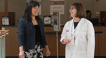 Dr. Michelle Josephson, a nephrologist, speaks with a patient