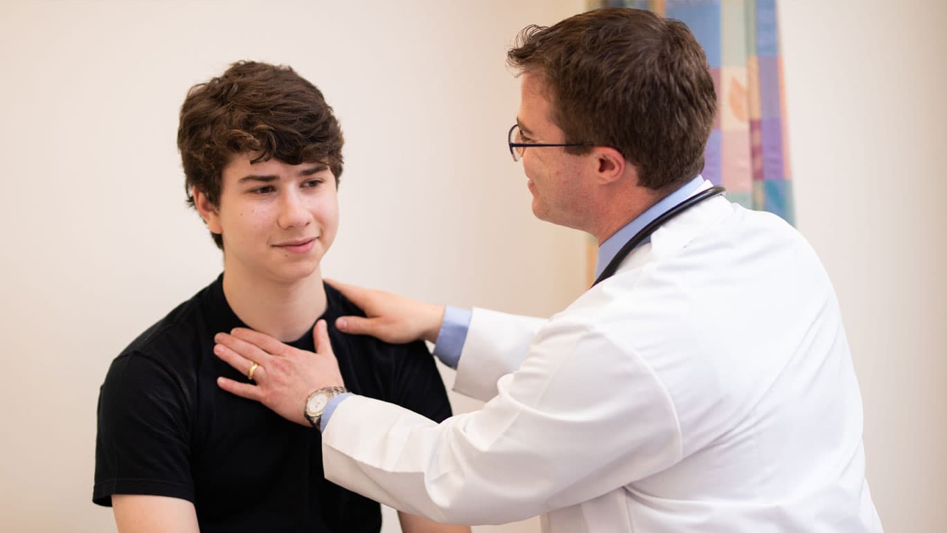 model patient Ari Volchenboum and pediatric oncologist Mark Applebaum, MD