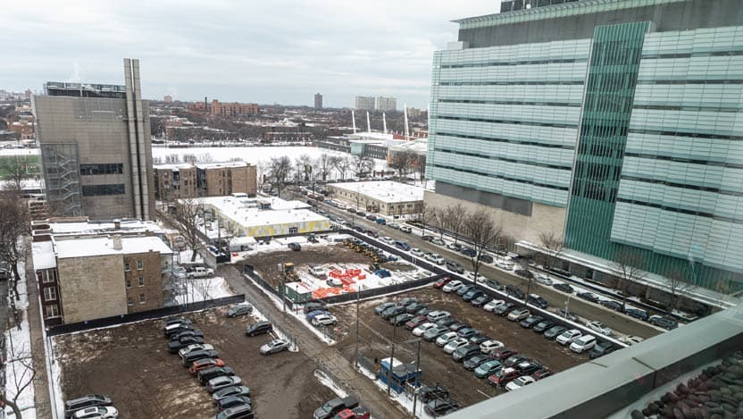 empty lot that is the location of the new cancer center