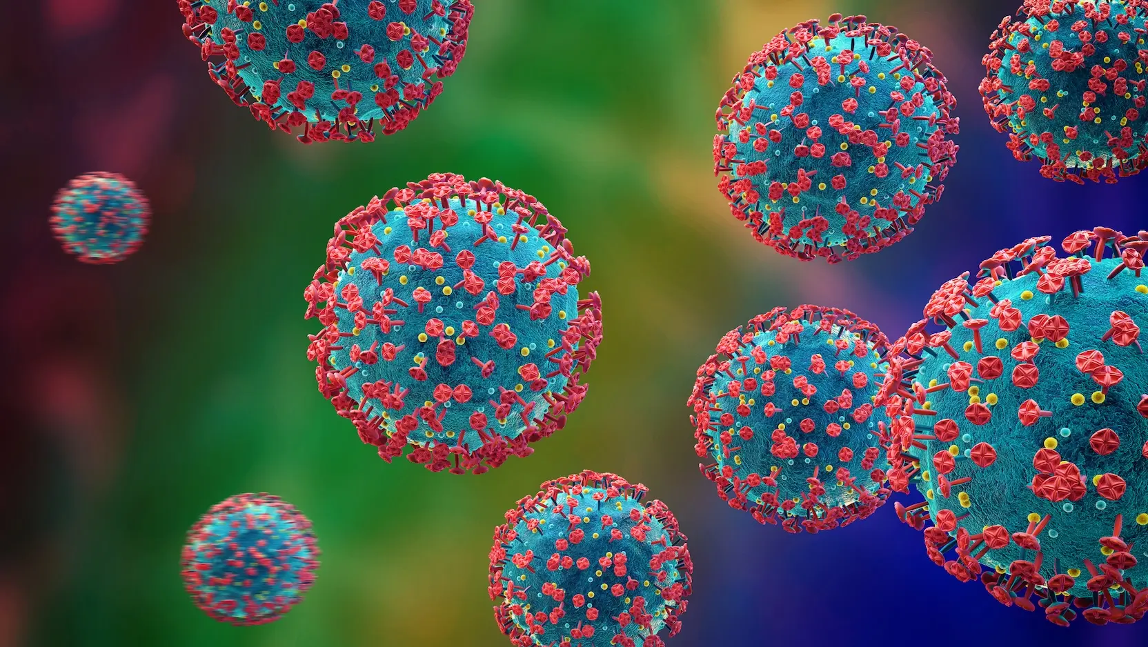 Illustration of magnified COVID virus