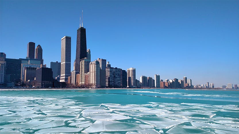 Icy Chicago skyline