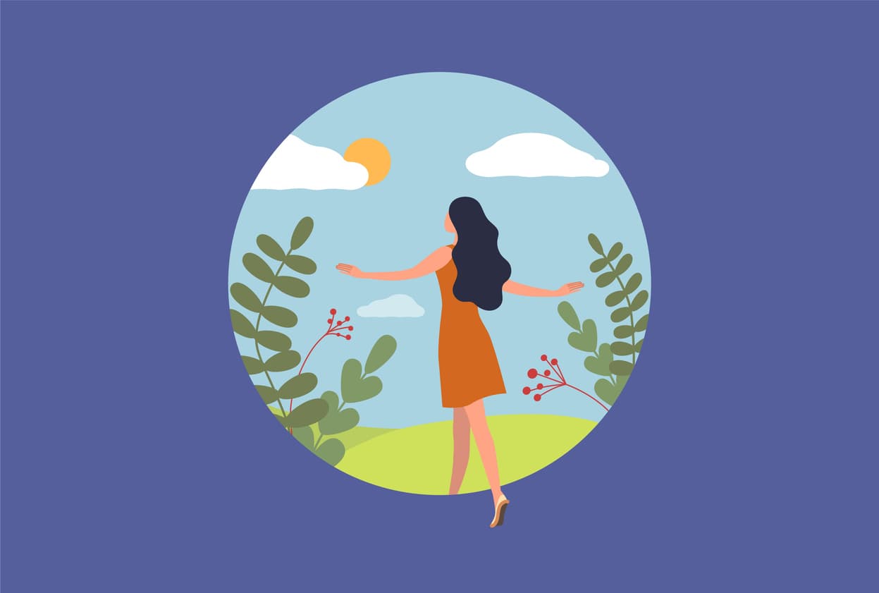 illustration of a woman walking into a better life