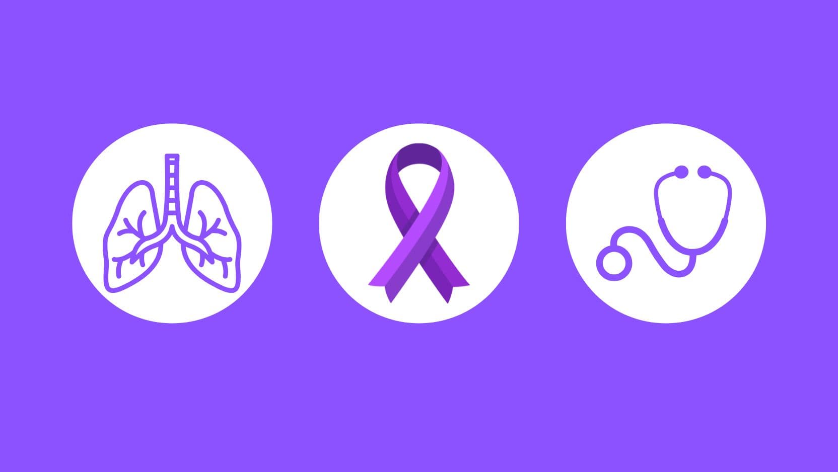 graphic with lungs purple ribbon and stethoscope