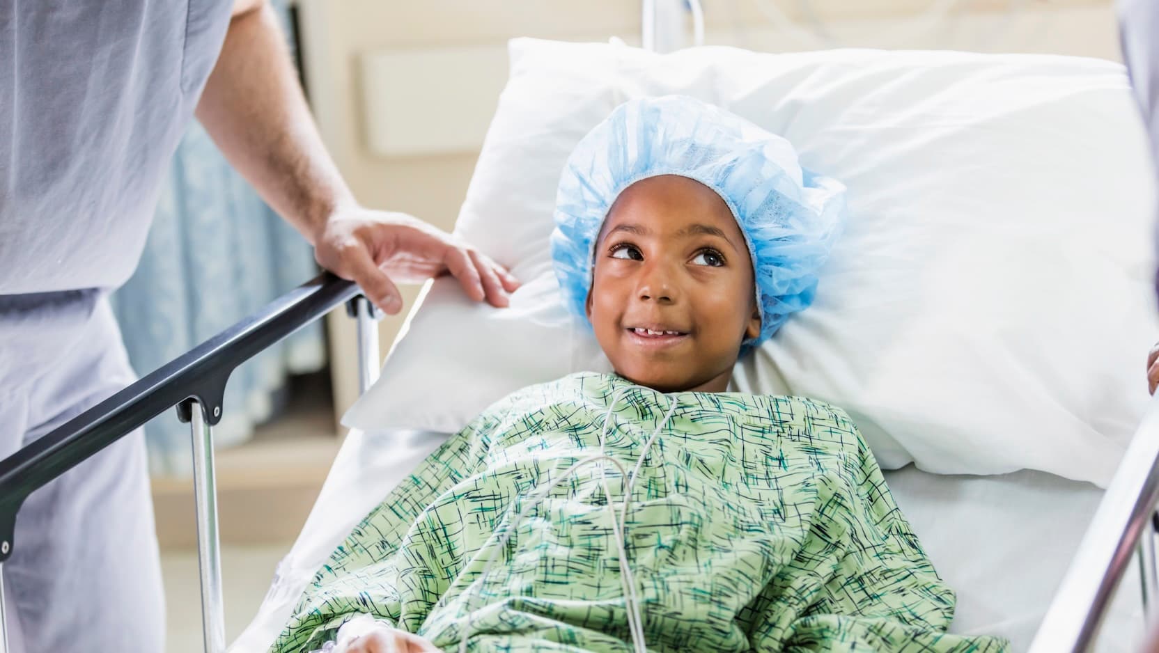 child in hospital bed