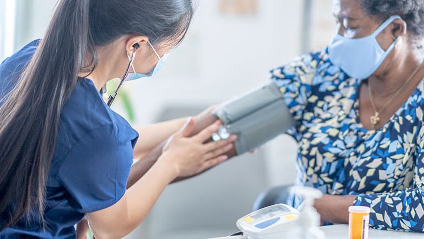 Image of patient at blood pressure screening