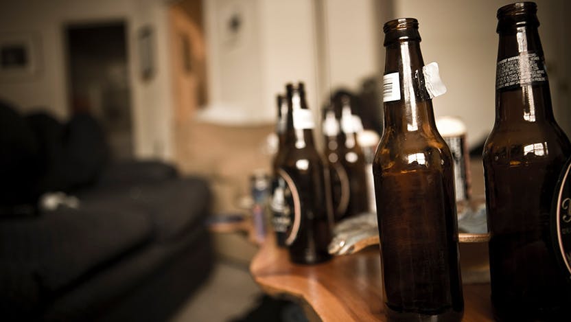 Beer bottles on a table