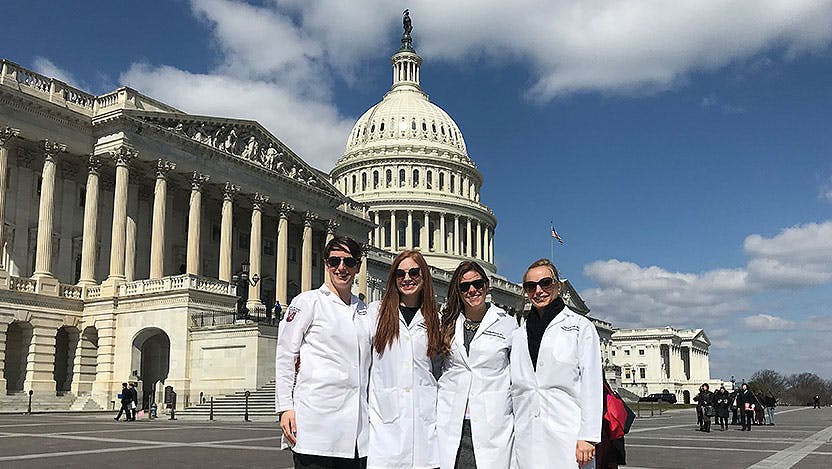 UChicago Medicine resident physicians Michelle Brown, Caroline Kuhn, Alison Bialecki, and Katharina Laus in Washington D.C. 