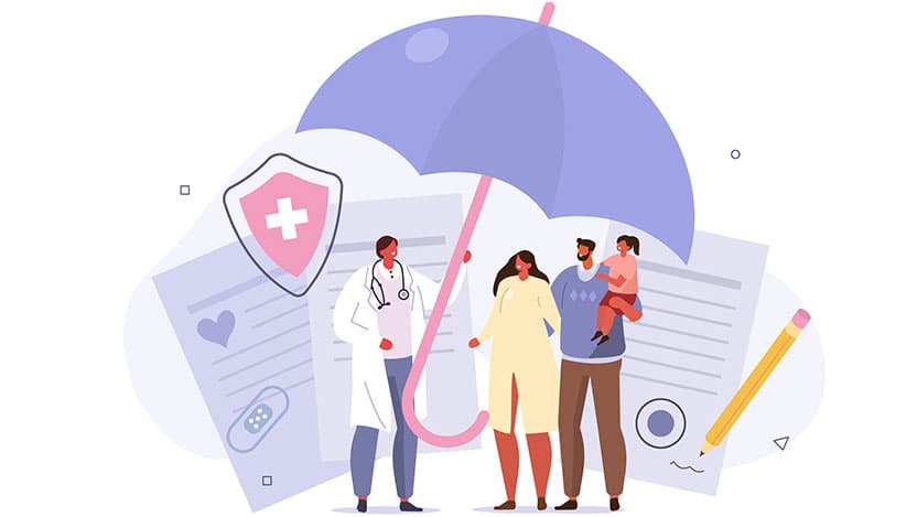 Family health insurance stock illustration
